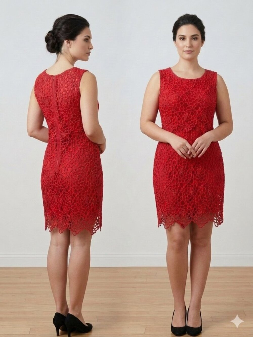 Stunning Radiant Red Guipure Lace Midi Dress Medium/Large NWT
